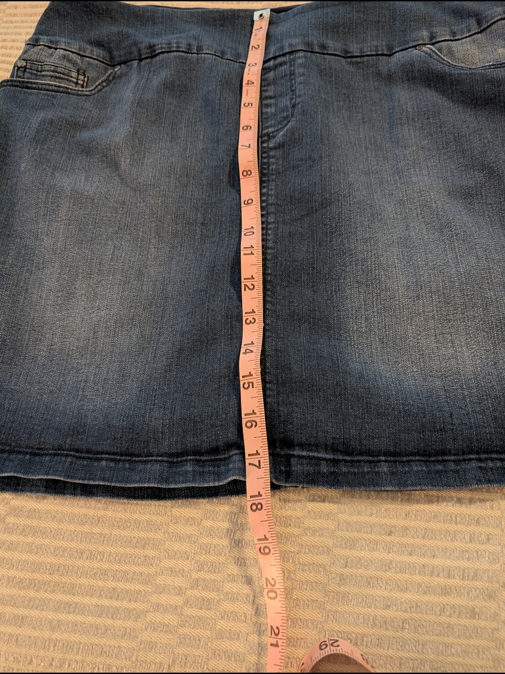 Denim A-Line Mini Skort, Size L - Picture 7 of 10
